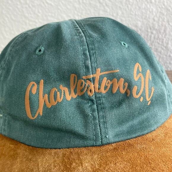 Vintage Charleston SC Baseball Cap Green Brown Adjustable Strapback Hat Headwear - Picture 8 of 12